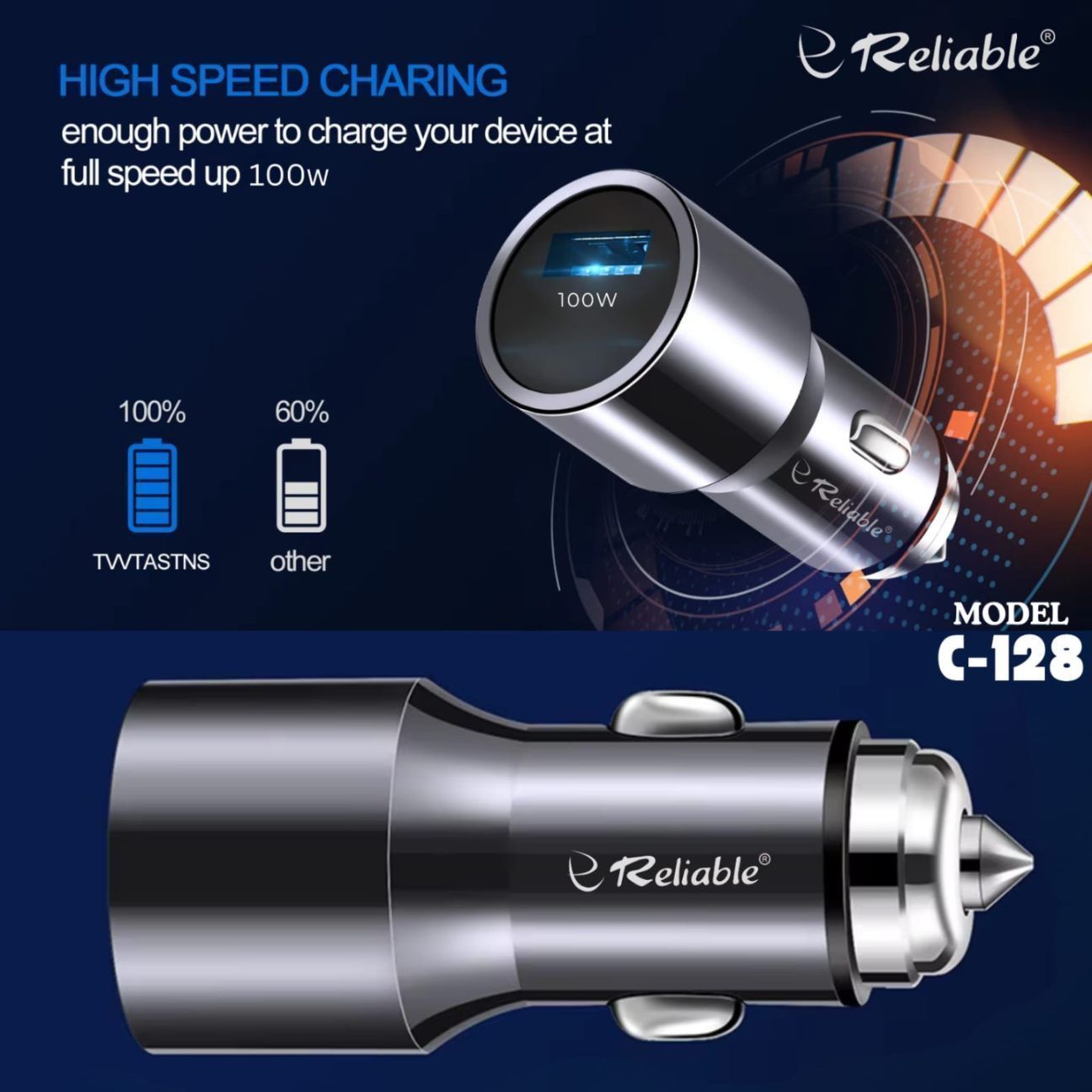 Reliable 100W USB-A Car Charger — Ultra-Fast QC 3.0 Charging