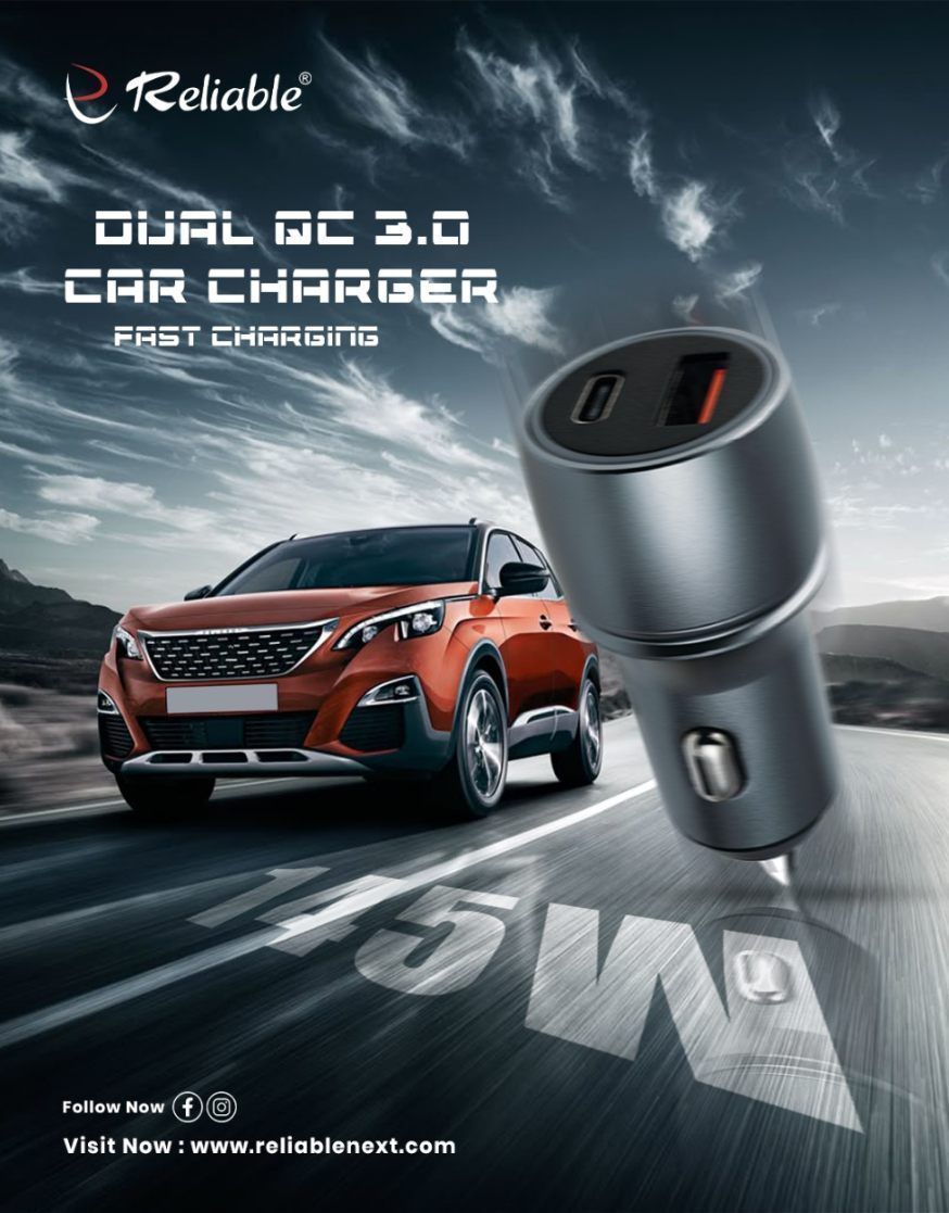 COMBAT Reliable 145W Dual-Port Super Fast Car Charger | PD 65W + 80W