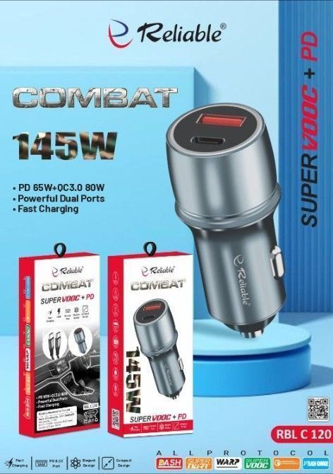 COMBAT Reliable 145W Dual-Port Super Fast Car Charger | PD 65W + 80W - Image 4