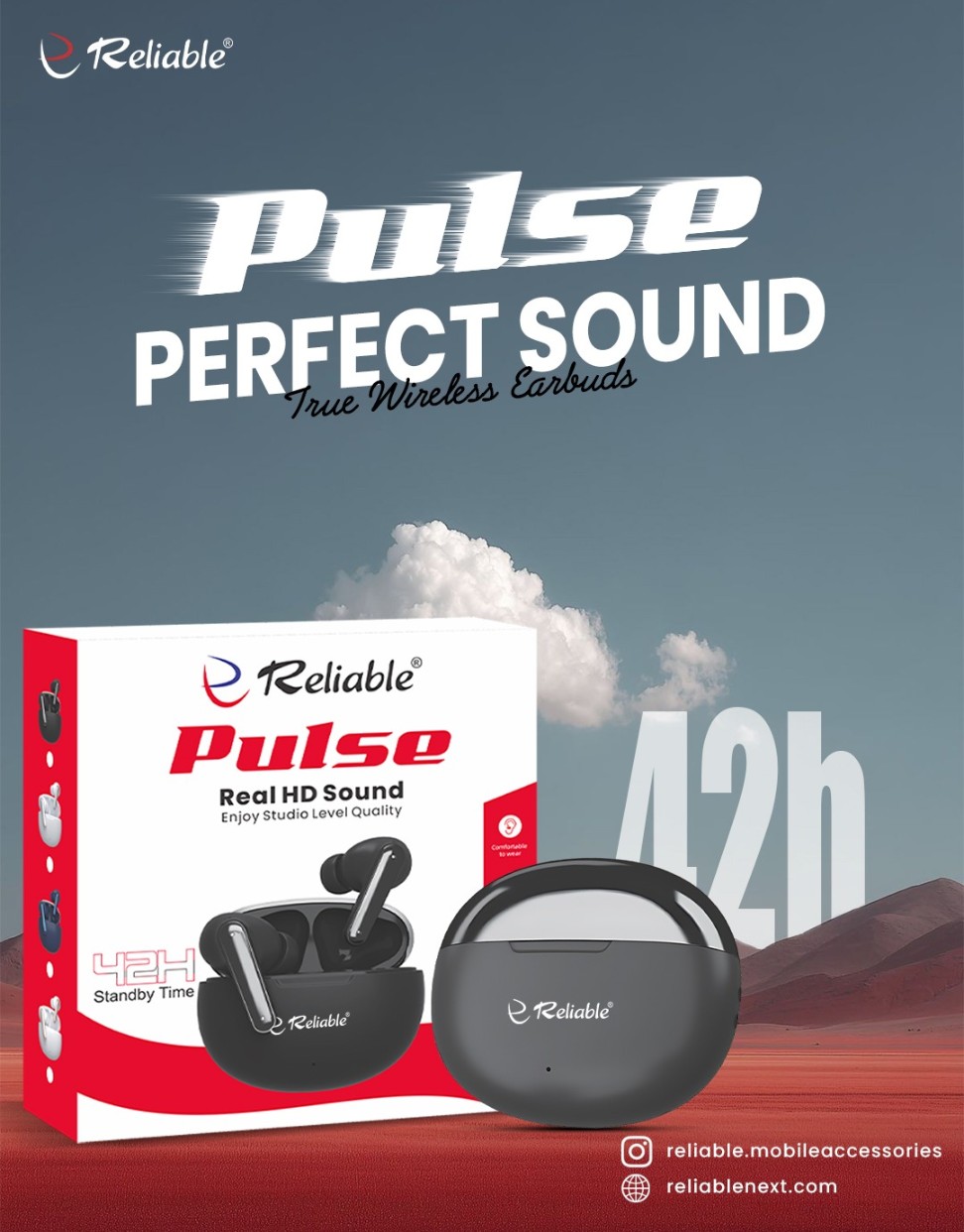 Reliable Pulse TWS Earbuds | Deep Bass | 20H Playtime | Bluetooth 5.3 | Type-C Fast Charging | Touch Controls