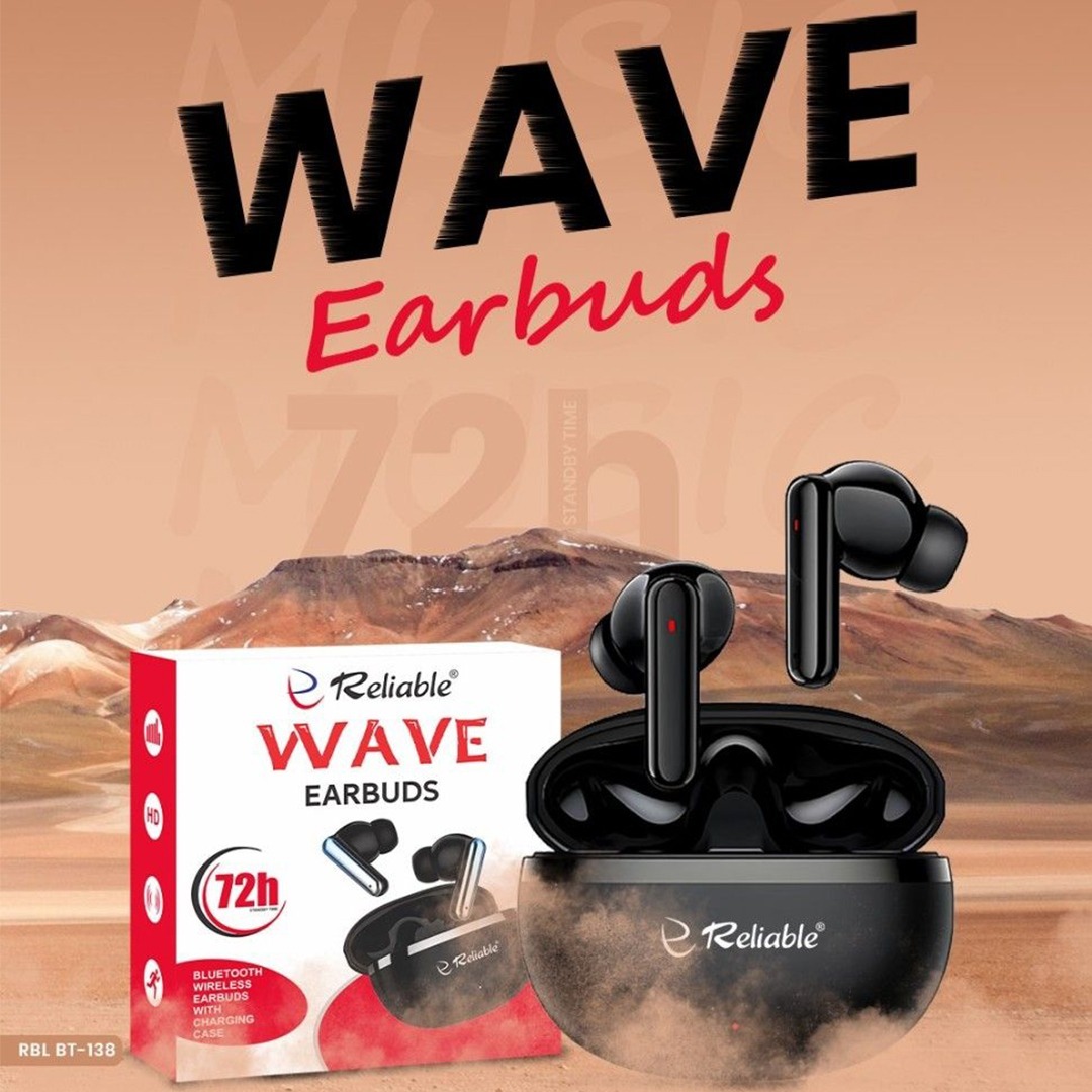 Reliable WAVE Wireless Earbuds | Bluetooth 5.0 | Touch Controls | Up to 12H Playtime | Compact Charging Case